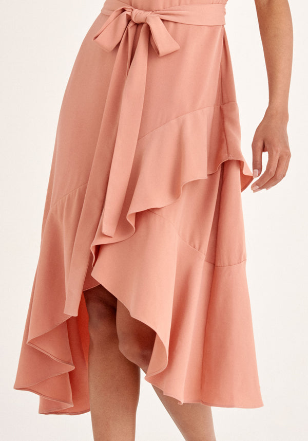 Paisie Belted Boat Neck Dress in Pink Close Up